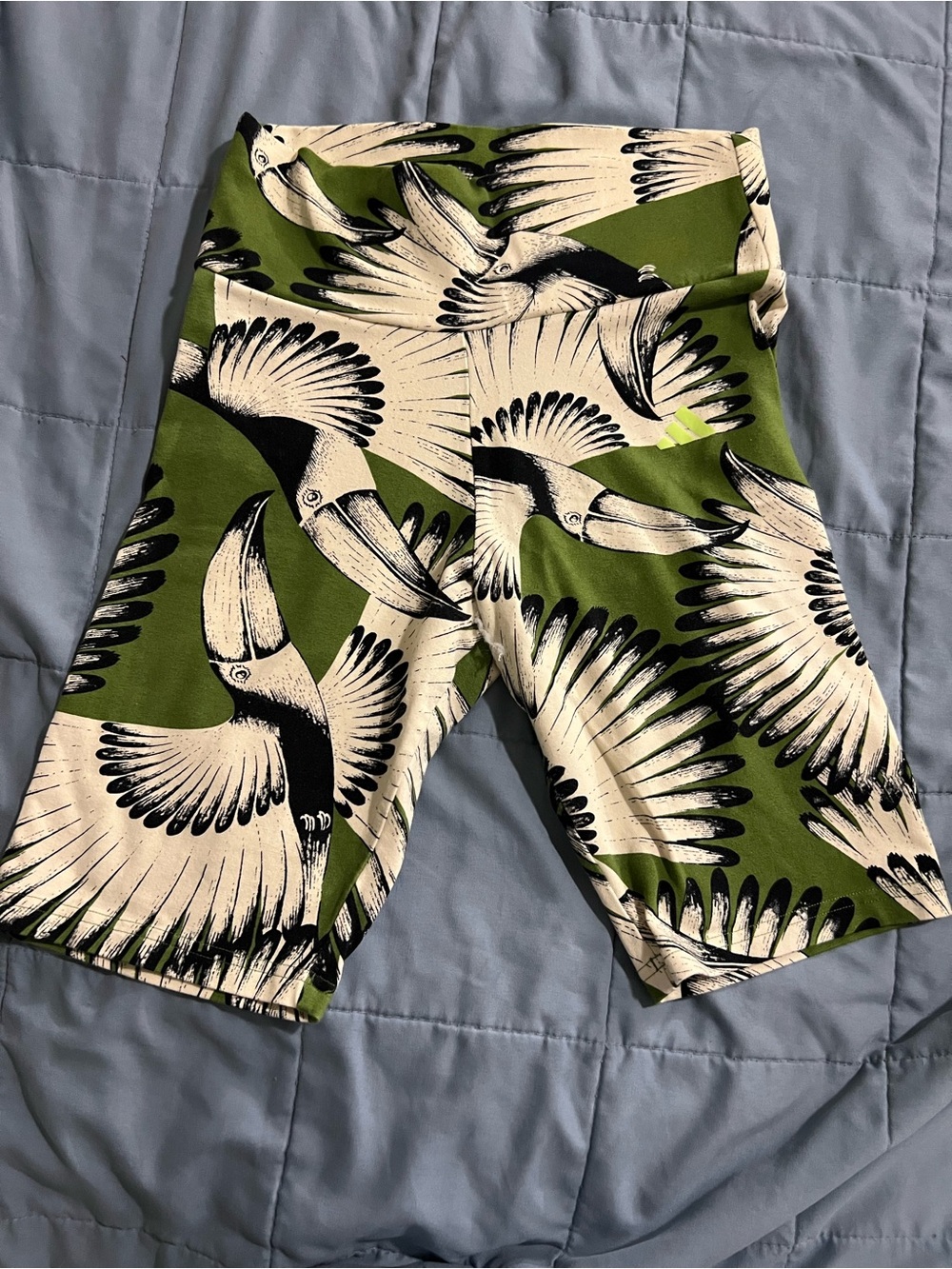 FARM Rio Olive Green Toucan-Print Athletic Shorts